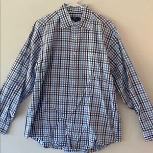 Vineyard Vines Blue and White Plaid Casual Button Down Shirt
